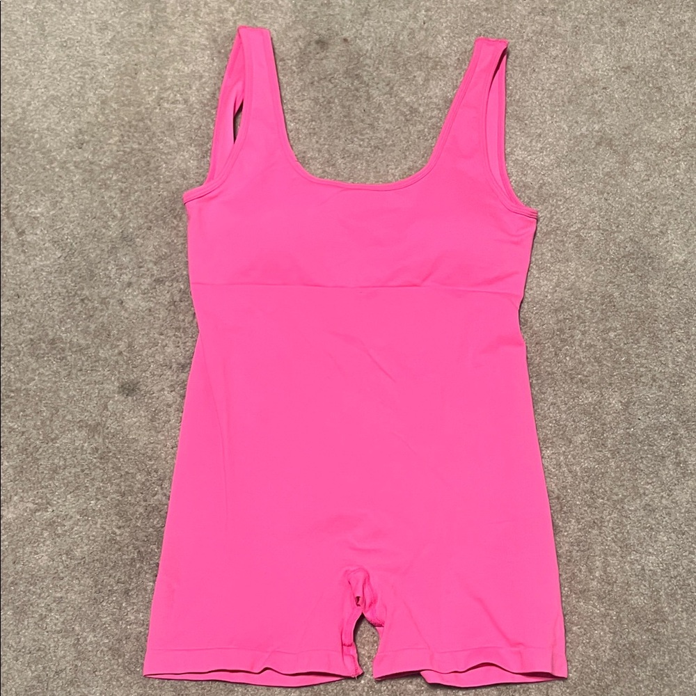 OQQ Pink open back romper